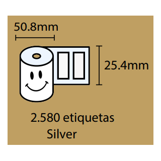 Etiquetas Termicas SILVER FILM 50.8x25.4x25  2.580 etiqueta