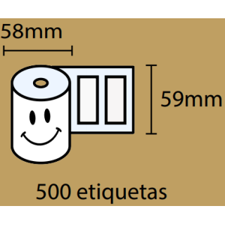 Etiquetas Termicas 58x59x40  500 etiquetas por rolo