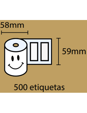 Etiquetas Termicas 58x59x40  500 etiquetas por rolo