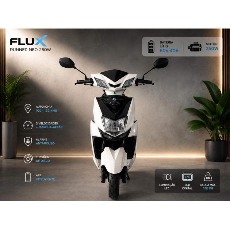 Flux mota eletrica white S/Carta lithium 60V40A 250W