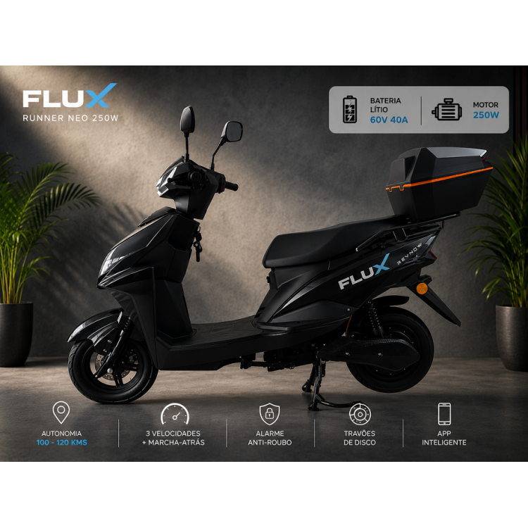 Flux mota eletrica black S/Carta lithium 60V40A 250W
