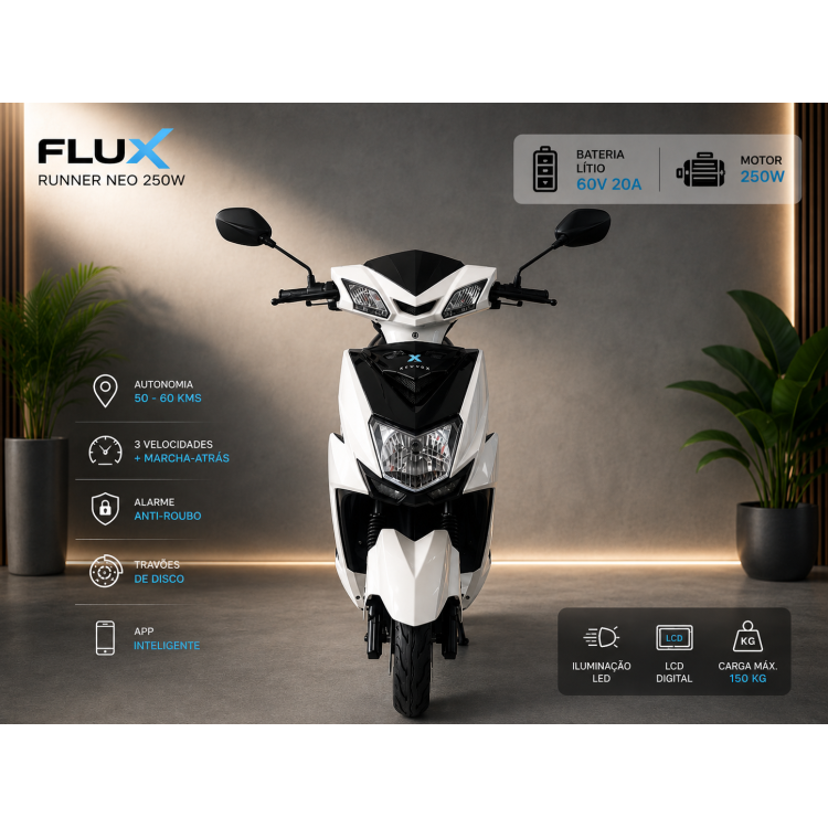 Flux mota eletrica white S/Carta lithium 60V20A 250W